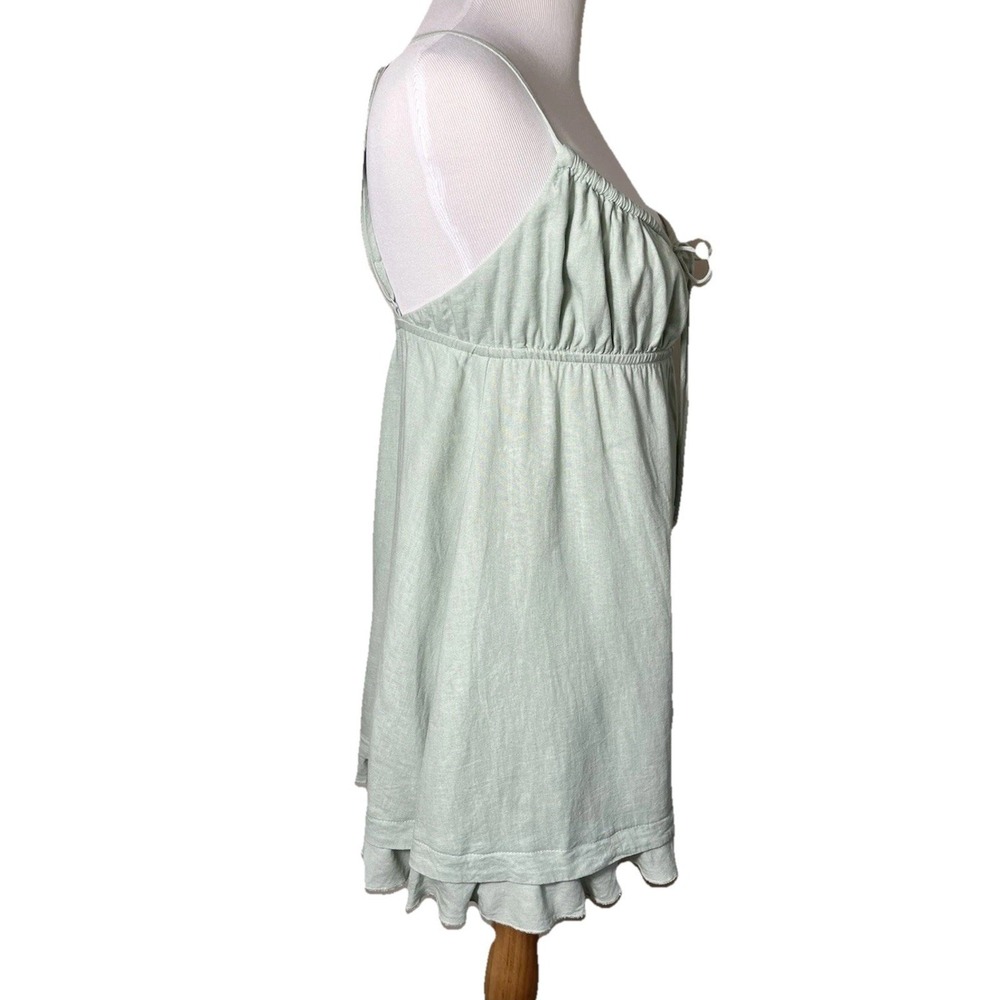 Princess Polly Empress of Love Mini Babydoll Top Dress Sage Green sz 6 Linen - Picture 3 of 15